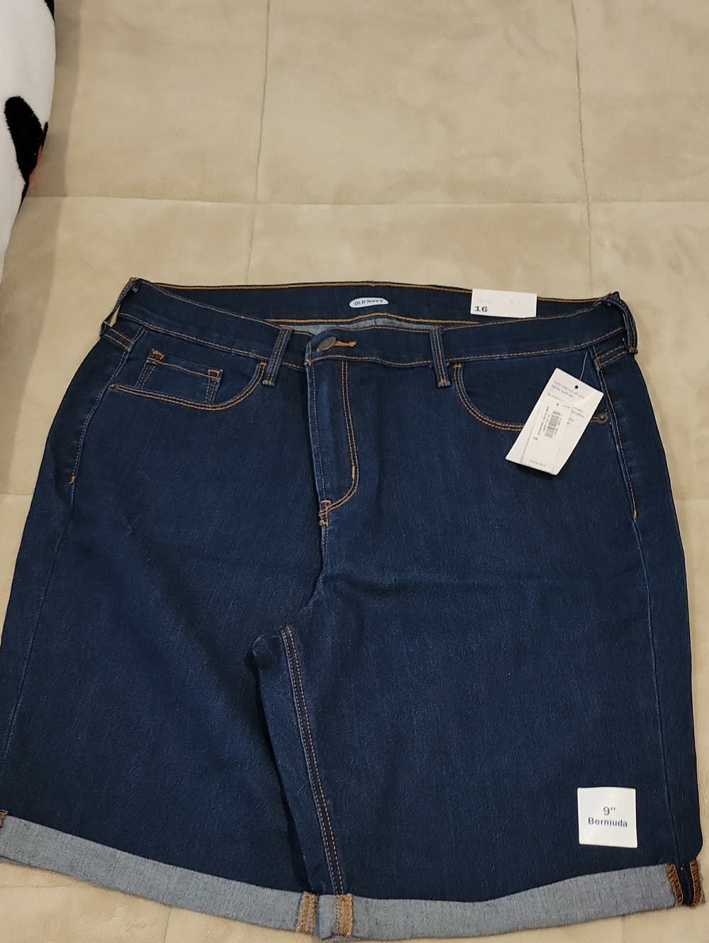 New Womens Old Navy Dark Blue Denim Shorts - 9" Inseam